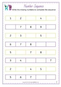 15+ NUMBER SEQUENCE Kindergarten Worksheets - Kikkibikki