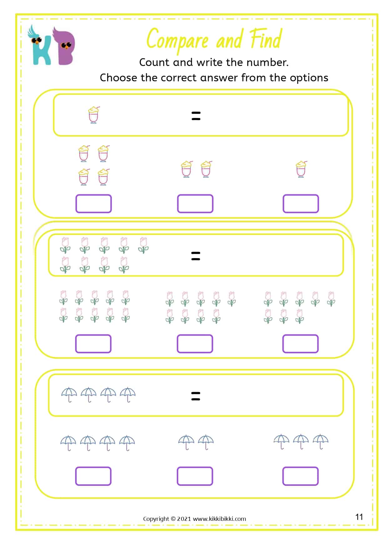 15+ FREE Equal or Not Equal WORKSHEETS - KikkiBikki