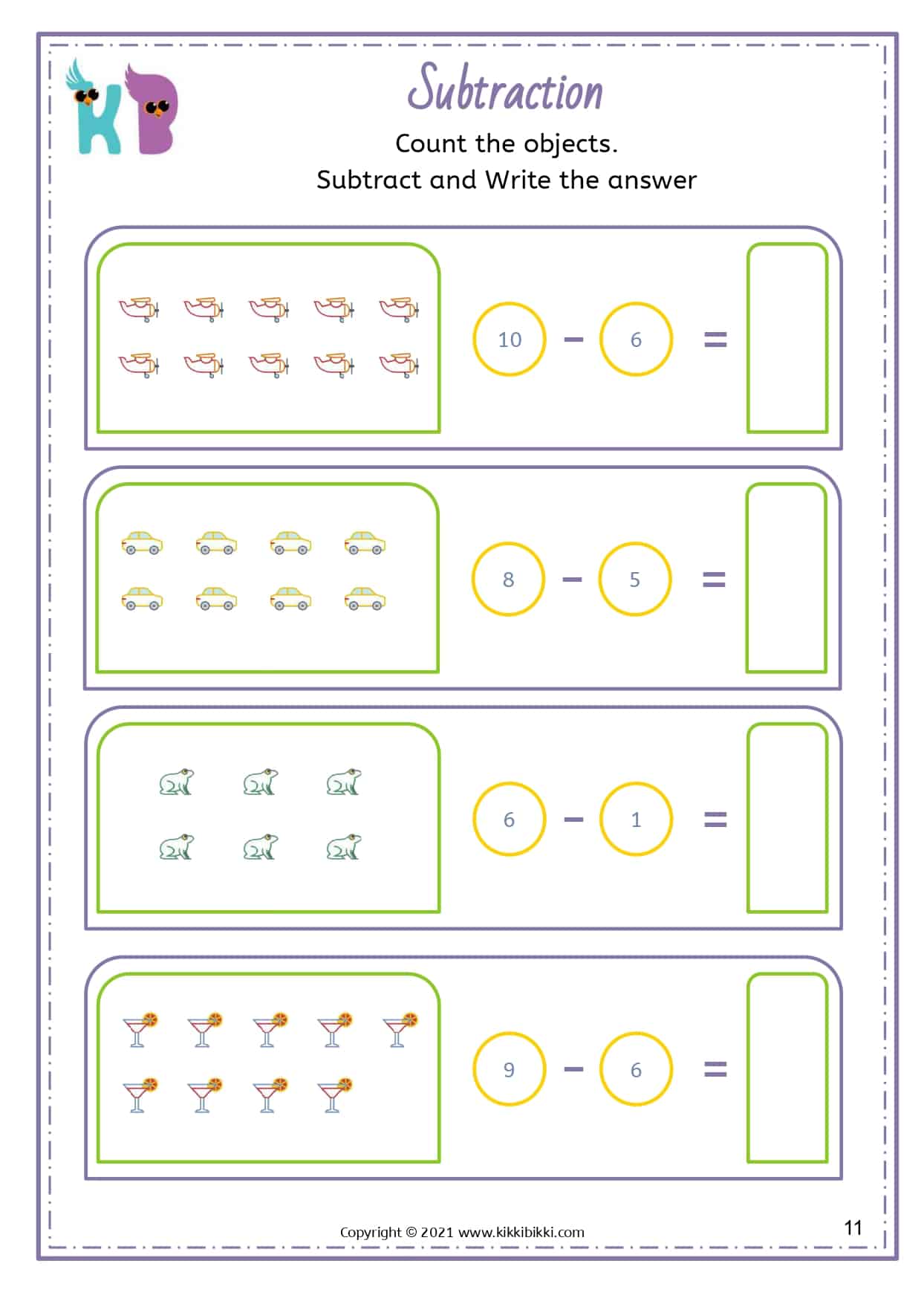 25+ SUBTRACTION Worksheets for Kindergarteners - KikkiBikki