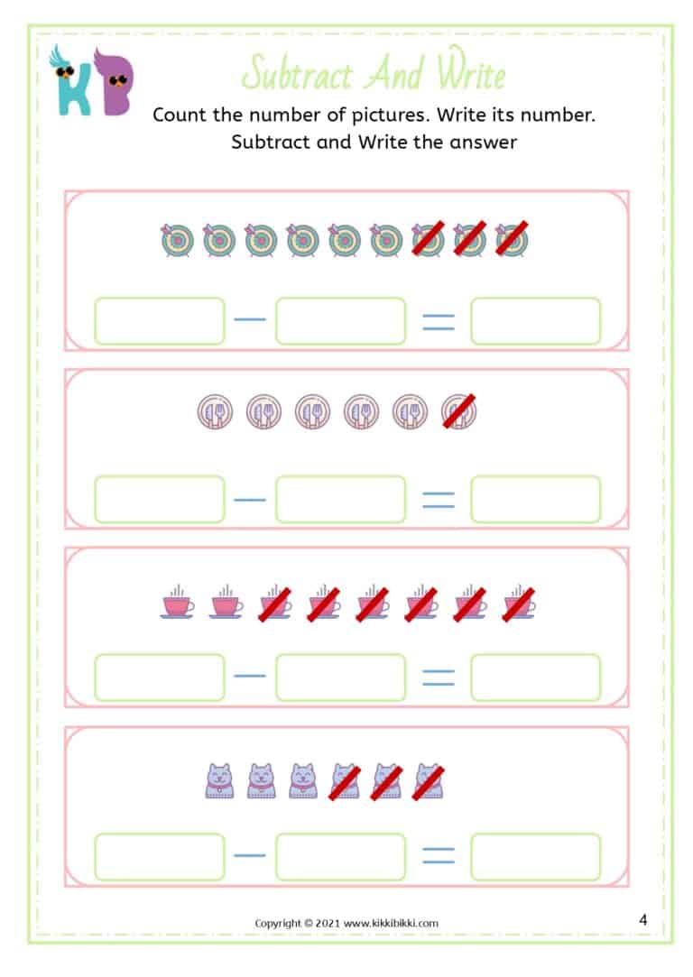 25+ SUBTRACTION Worksheets for Kindergarteners - KikkiBikki