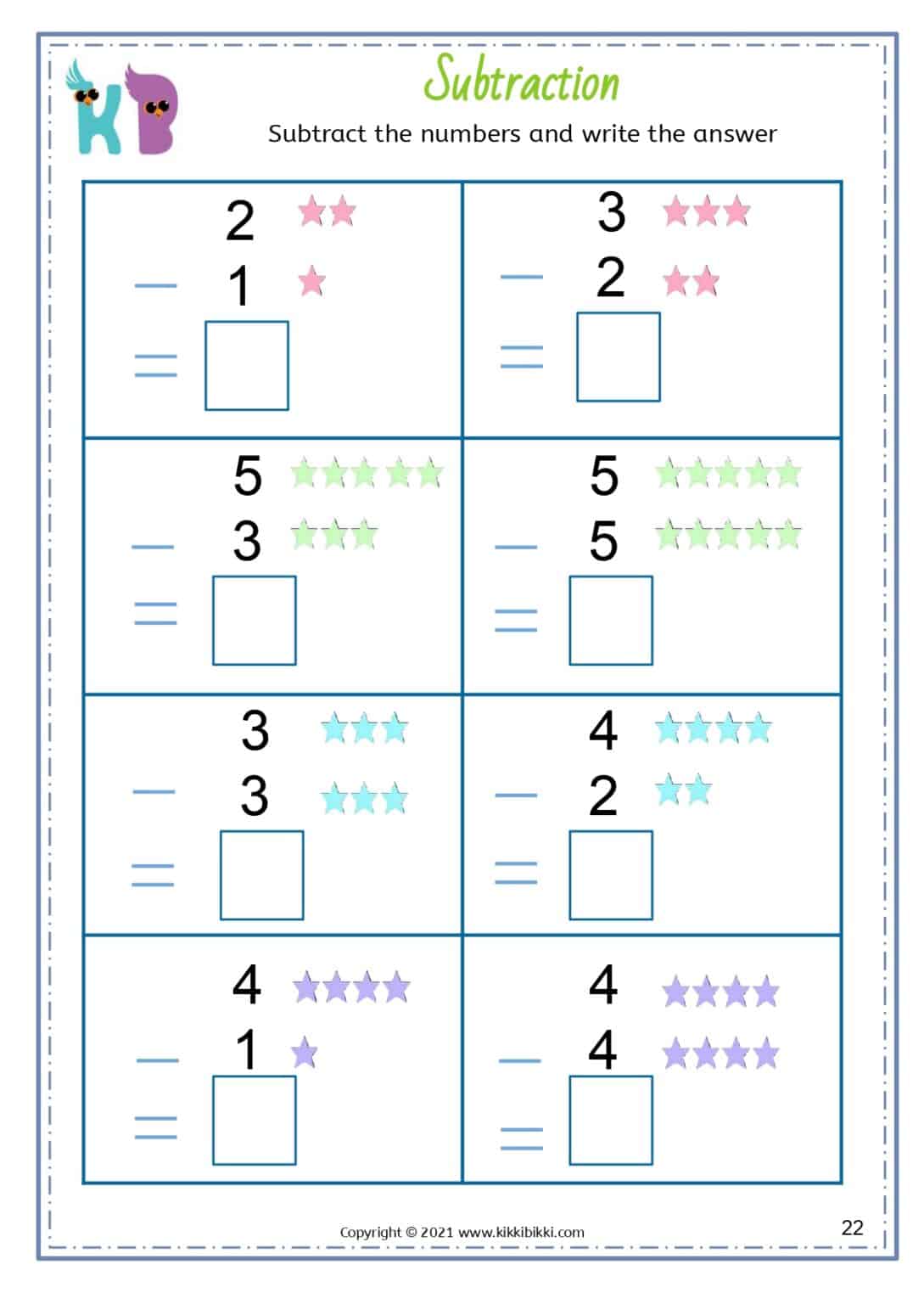 25+ SUBTRACTION Worksheets for Kindergarteners - KikkiBikki