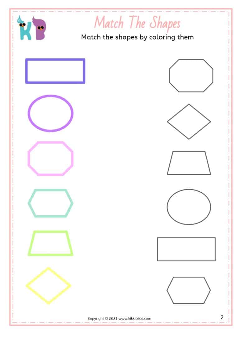 "Master 2D Shapes: Match-the-Shapes Worksheets"