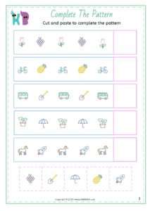 PATTERNS - Free Math Kindergarten Worksheets - KikkiBikki
