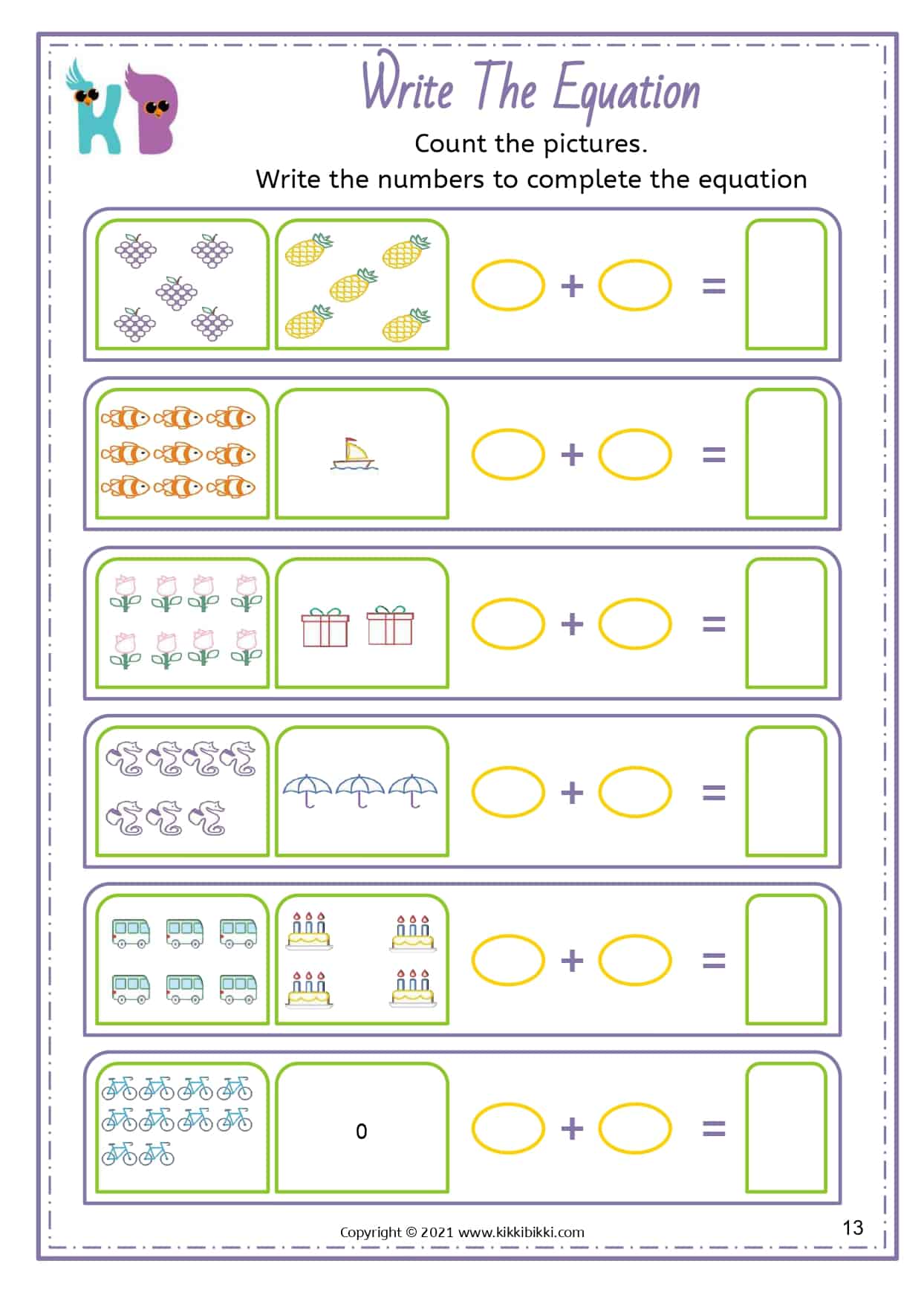 Balancing Equations Worksheet - KikkiBikki - Kindergartener Math