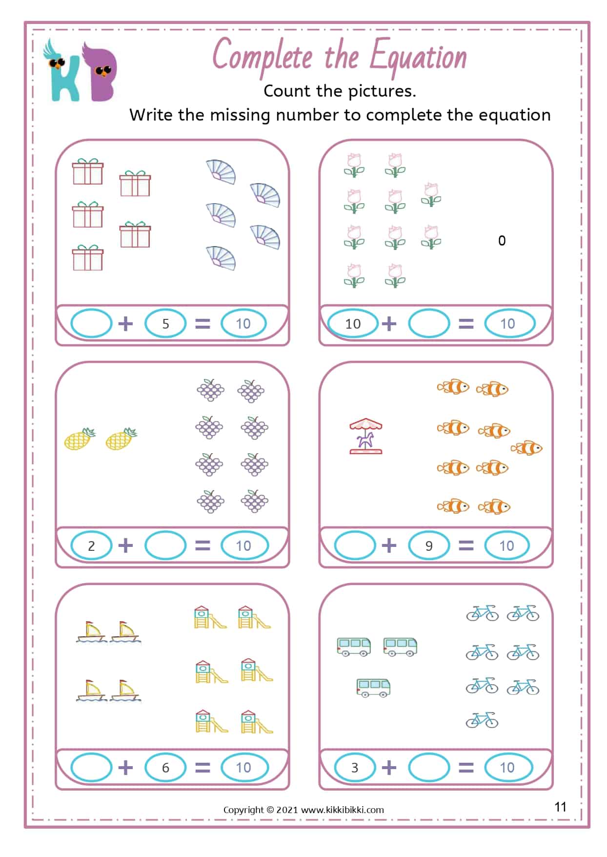 Balancing Equations Worksheet - KikkiBikki - Kindergartener Math