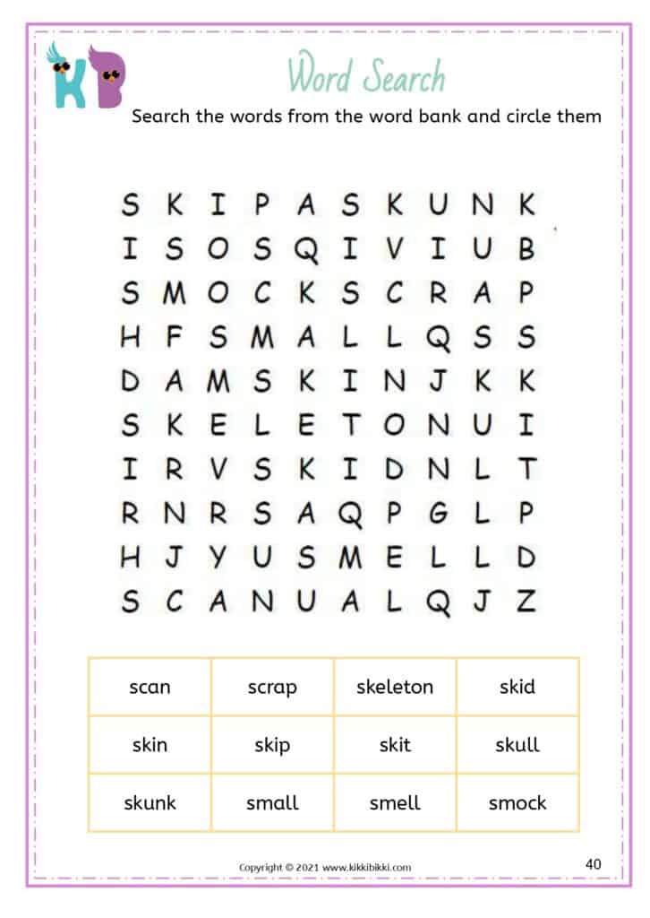 CCVC Word Search for Kids