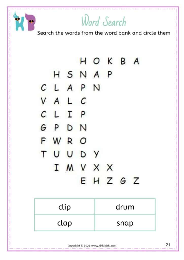 Printable CCVC Word Search