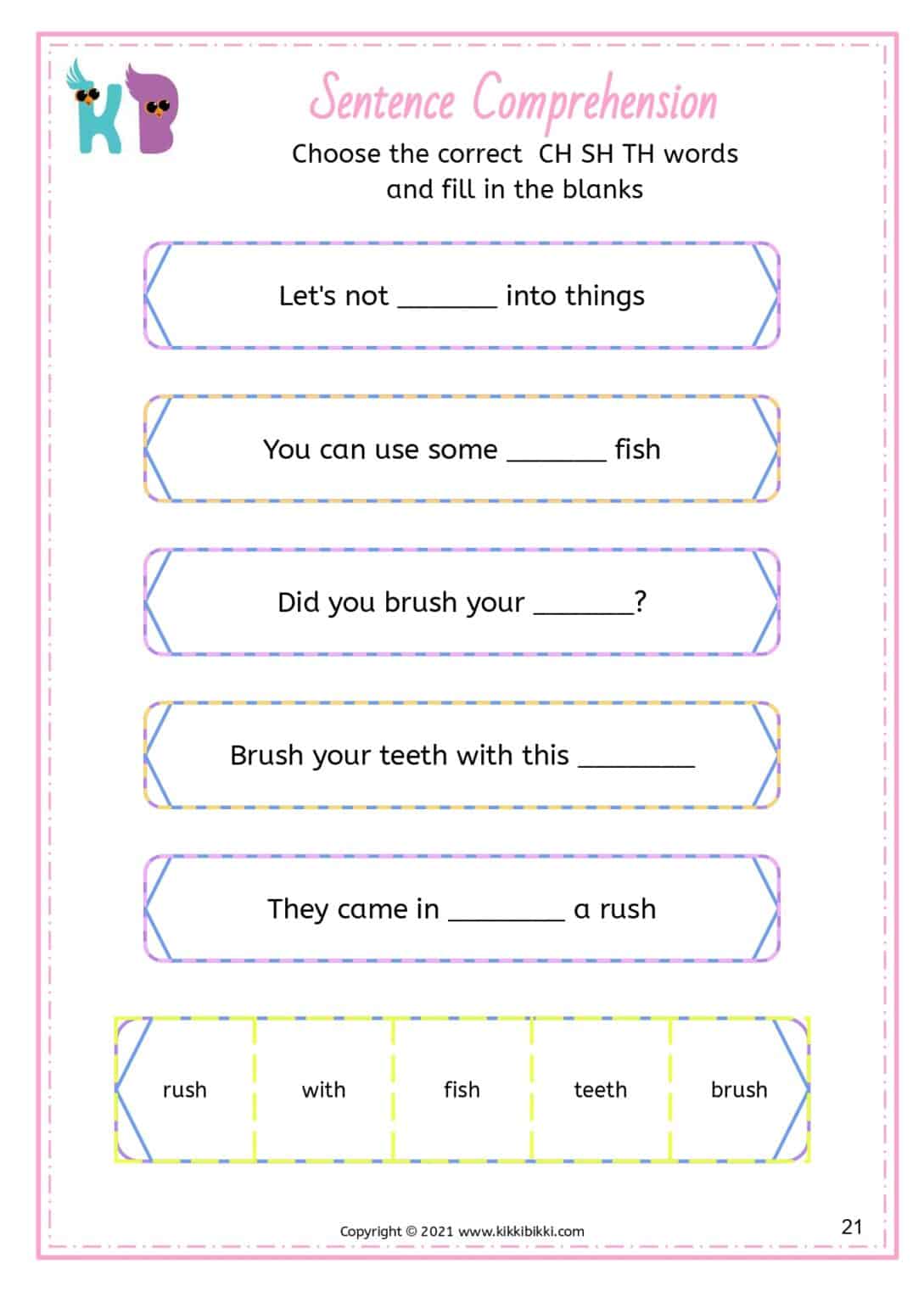 Digraphs Worksheet - Free Phonics Printable - KikkiBikki