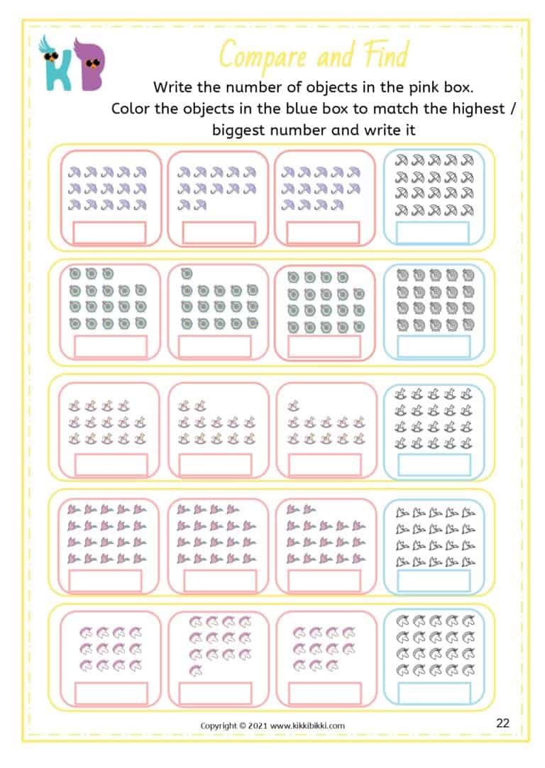 Greater Than / Lesser Than - Free Math Printable Worksheets