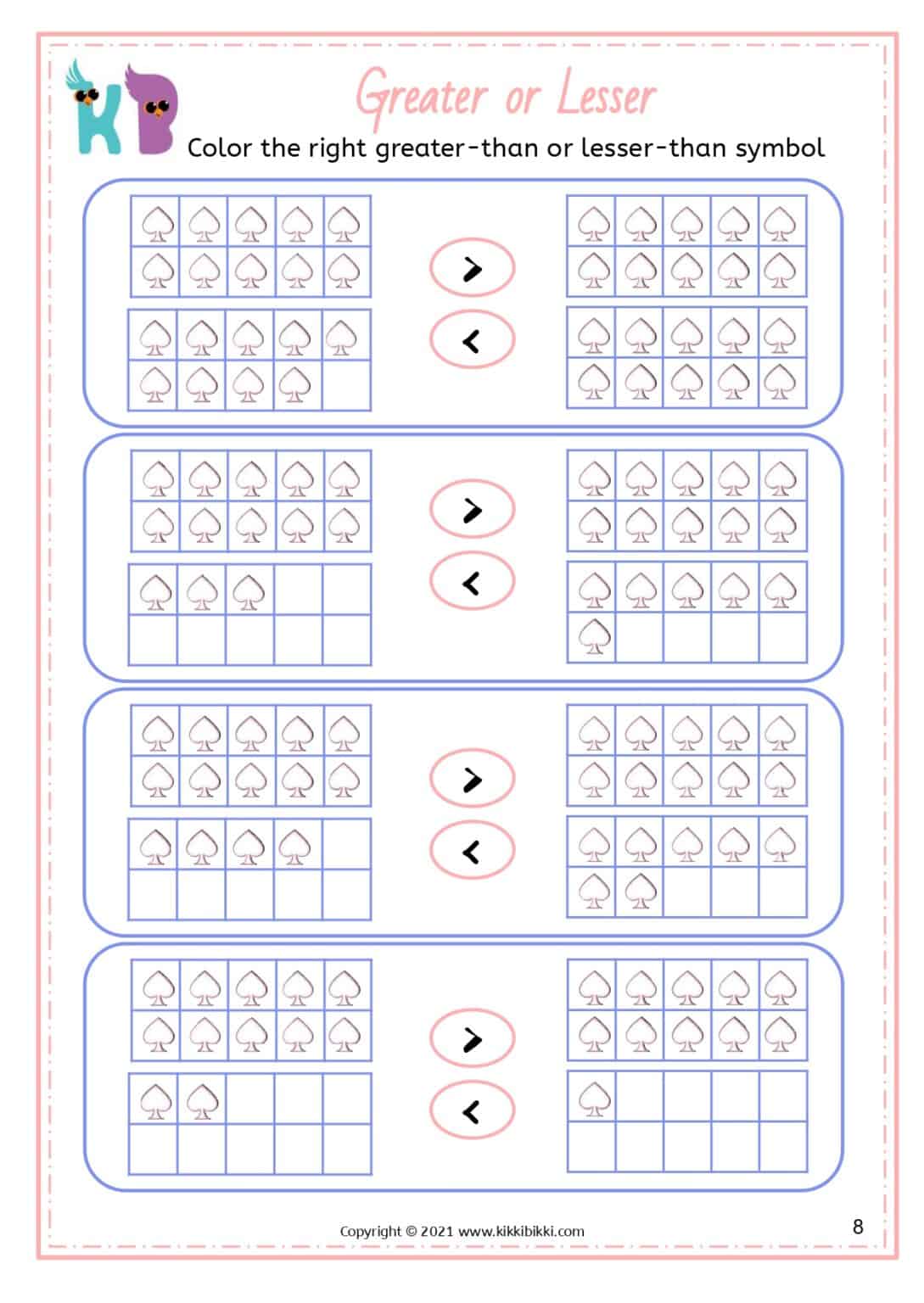 Greater Than / Lesser Than - Free Math Printable Worksheets