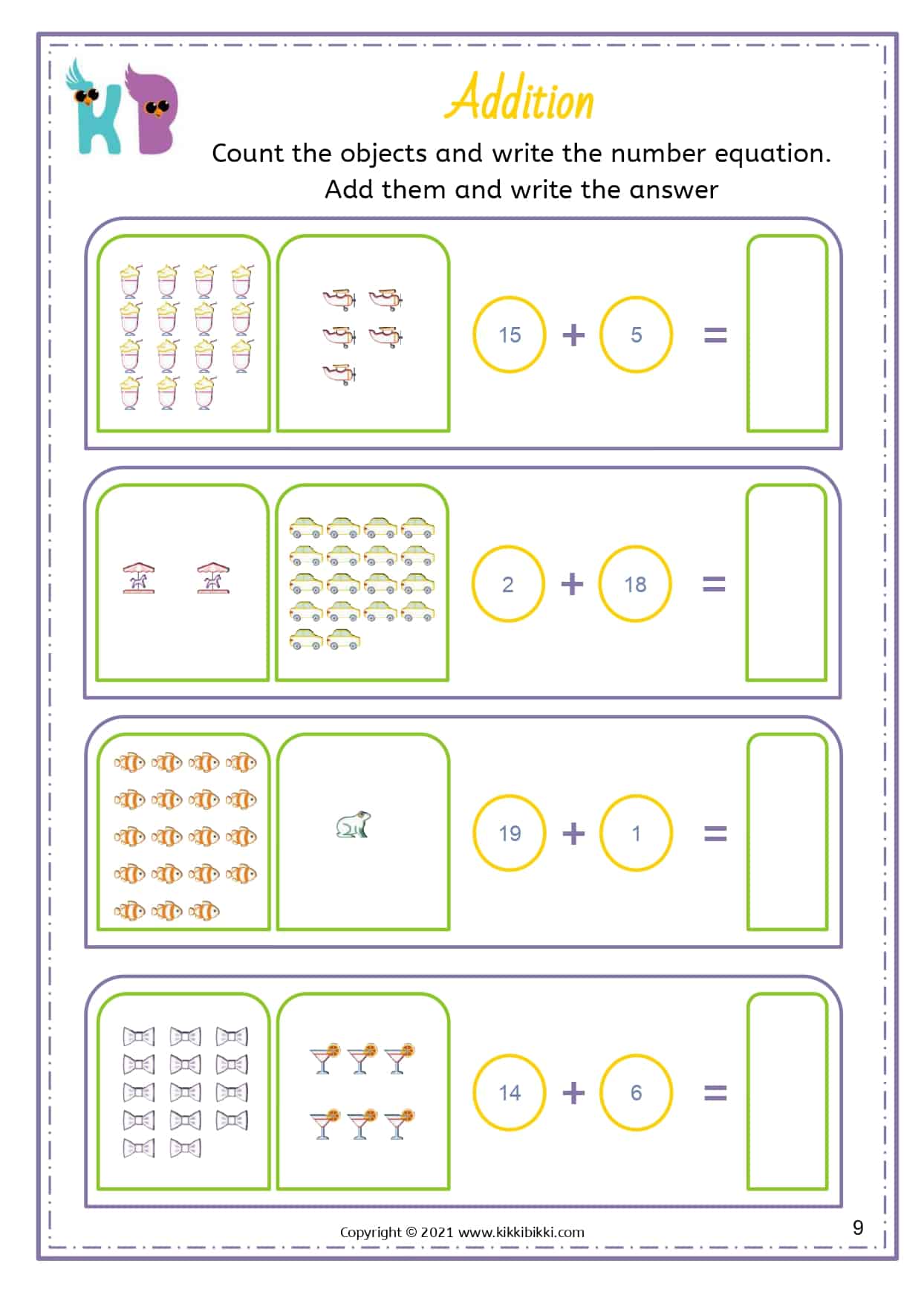 Free Math Printable - ADDITION WORKSHEETS