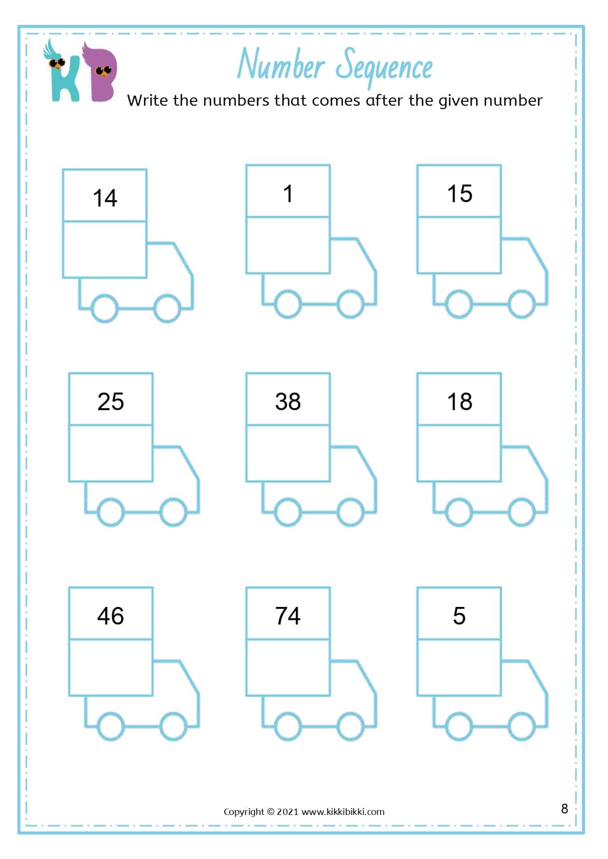 Number Sequence Worksheets - Free Math Worksheets KikkiBikki
