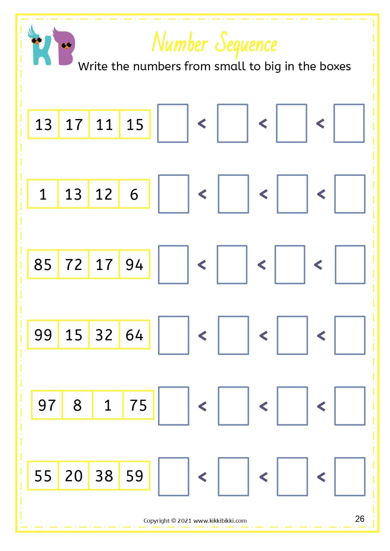 Number Sequence Worksheets - Free Math Worksheets KikkiBikki