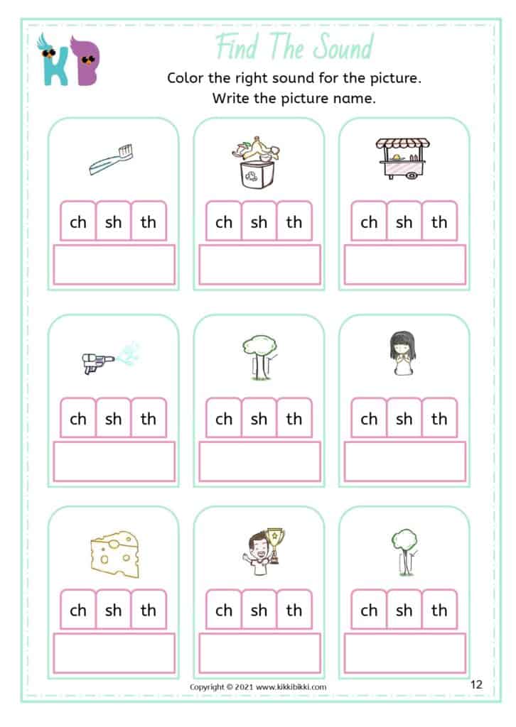 Ch Sh Th Worksheets For Kindergarten Free Printable KikkiBikki