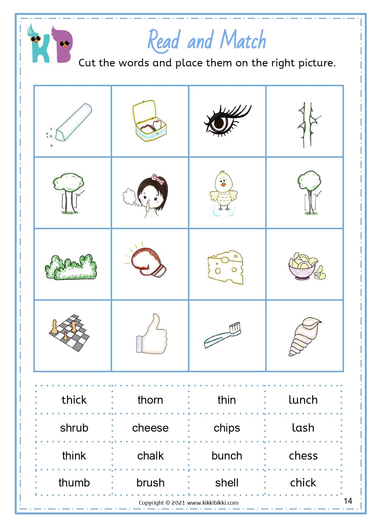 ch, sh, th Worksheets for Kindergarten - Free Printable - KikkiBikki