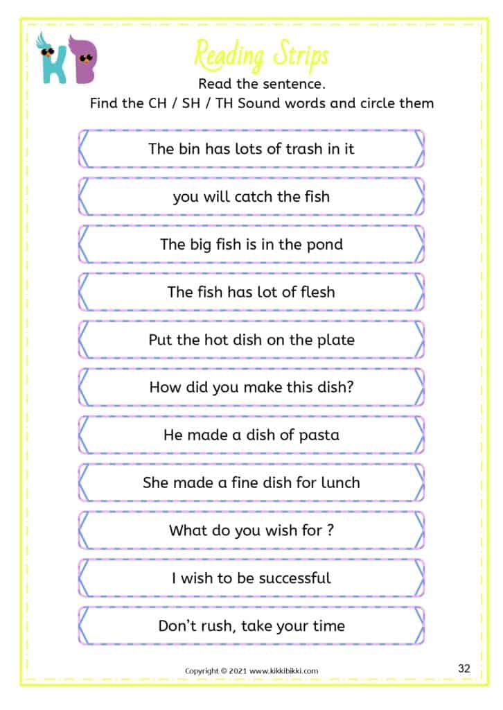 Free Kindergarten Digraphs Worksheet Printable