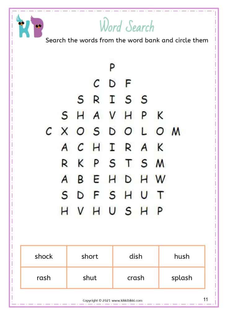 Kindergarten Digraphs Practice Worksheet Print