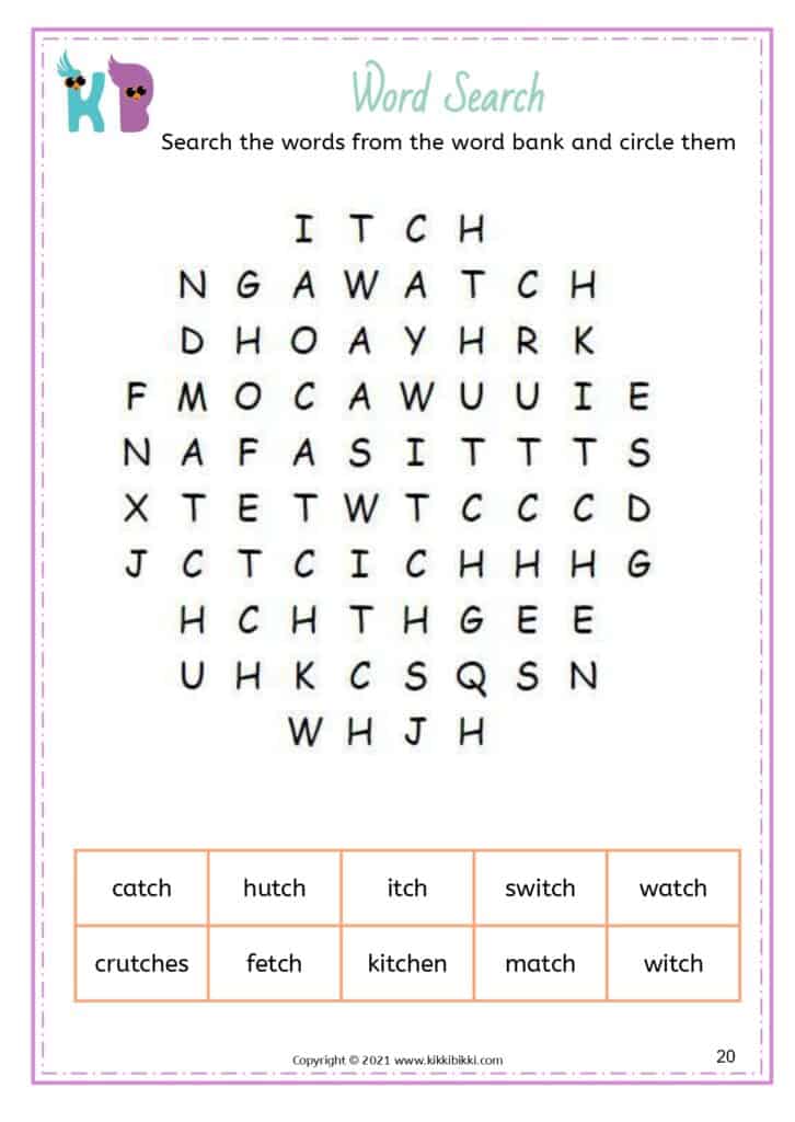 Printable Digraphs Worksheet for Kids