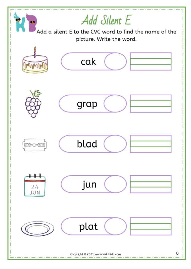 Silent e word work for young learners