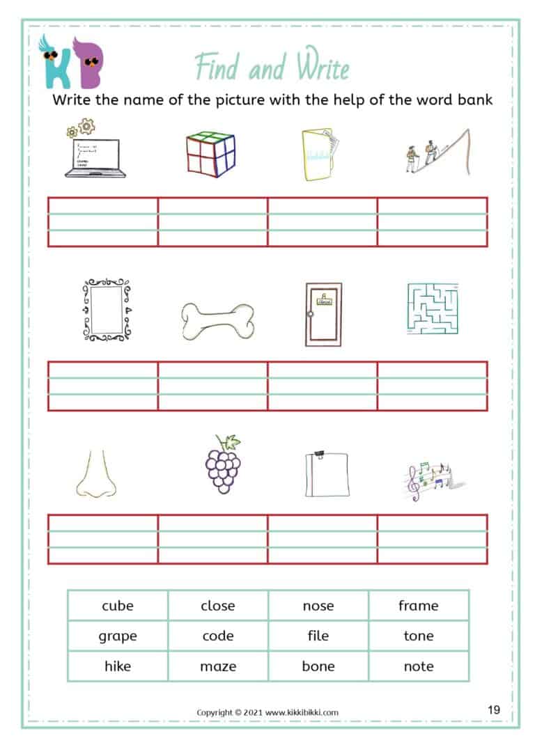 Silent e reading comprehension for kids