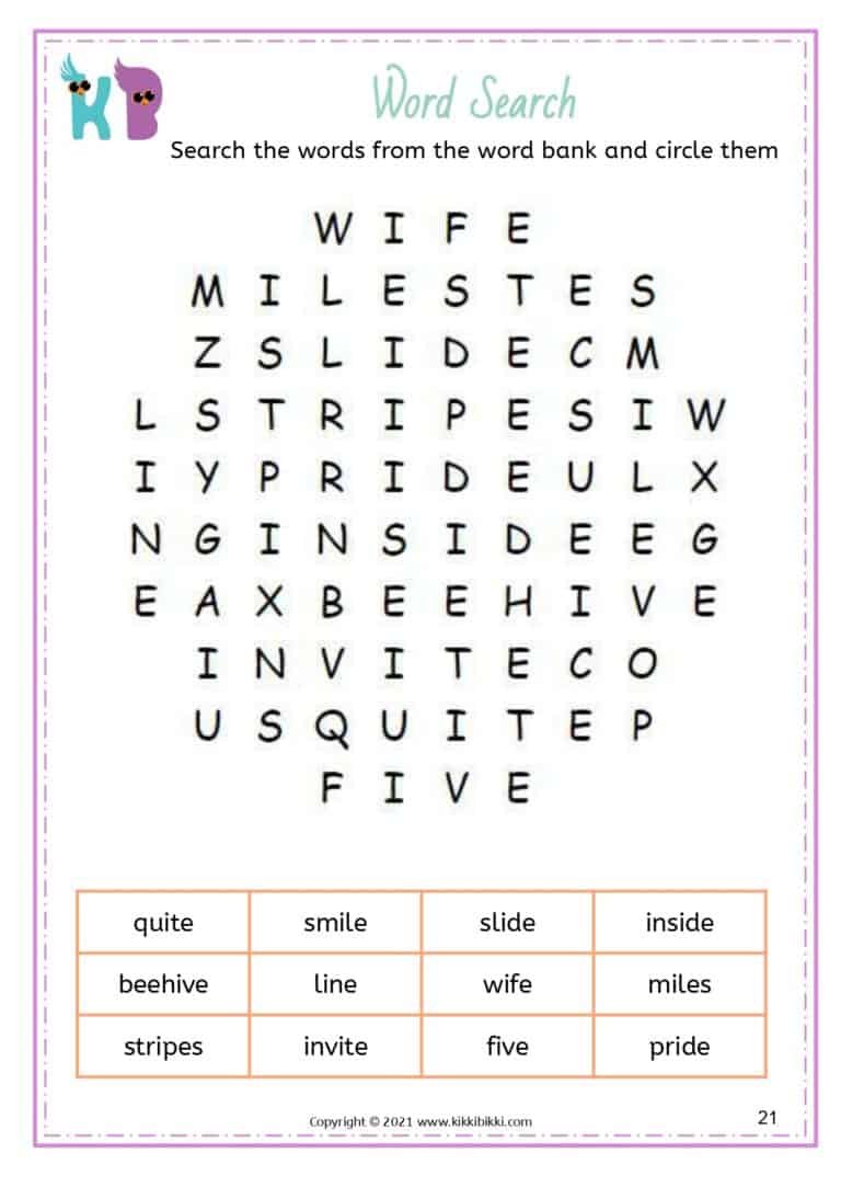 Silent e word formation for kindergarten