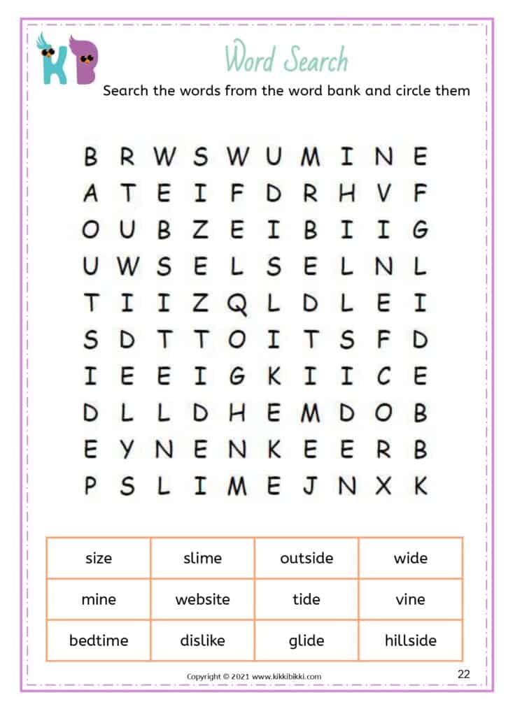 Silent e word ladder worksheets for kids