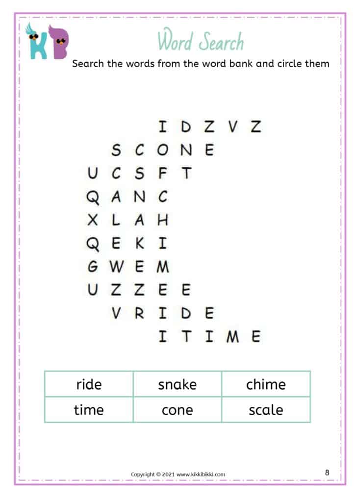 Silent e phonics bingo for kids