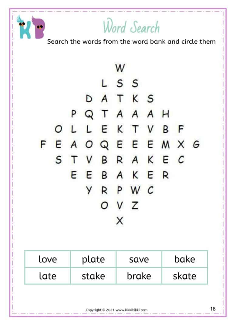 Silent e spelling with missing letters