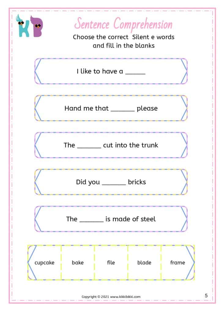 Silent e word comprehension for first-grade students