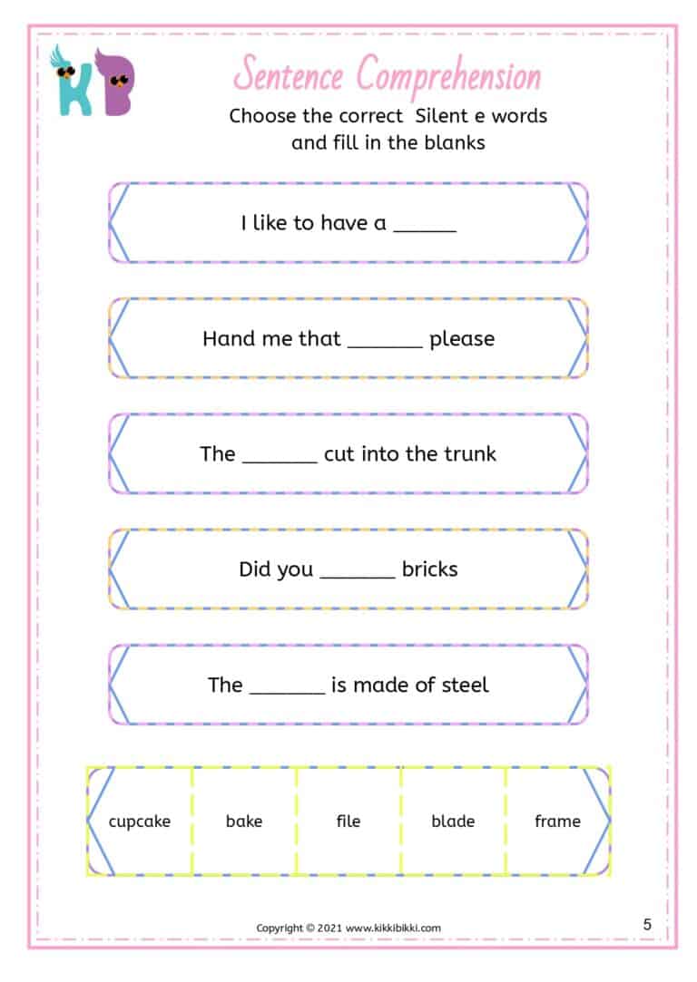 Silent e word comprehension for first-grade students
