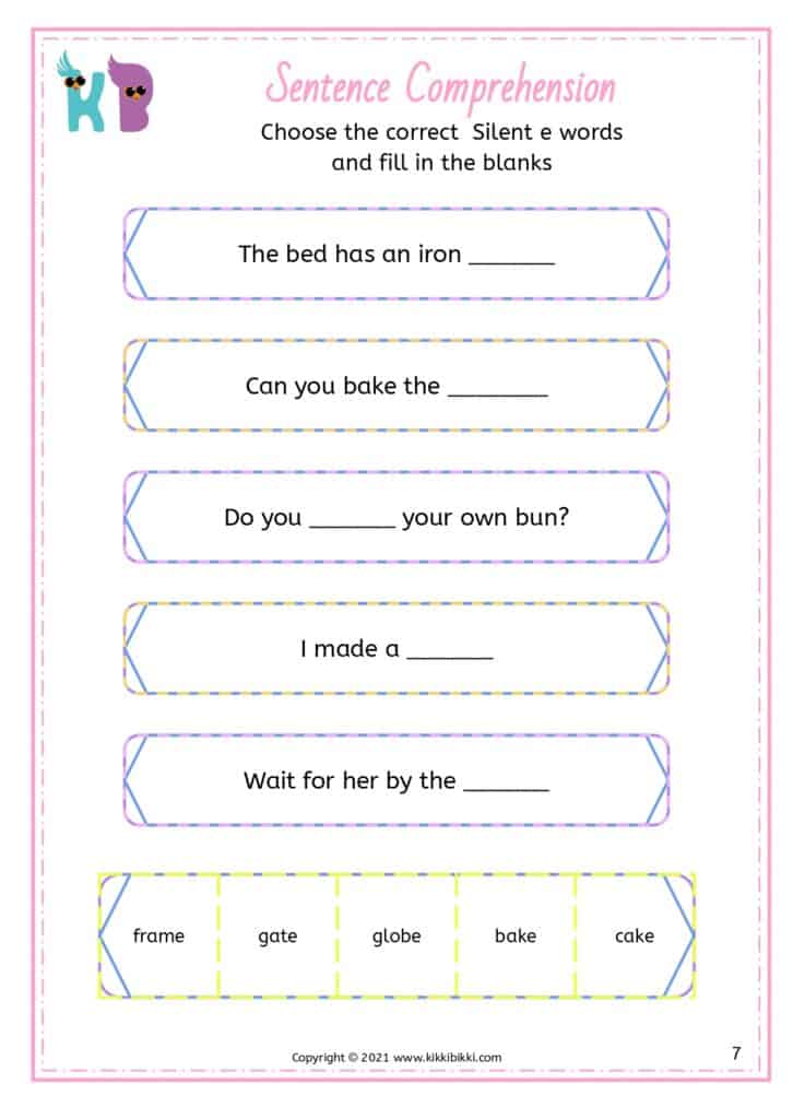 Phonics silent e reading for kids