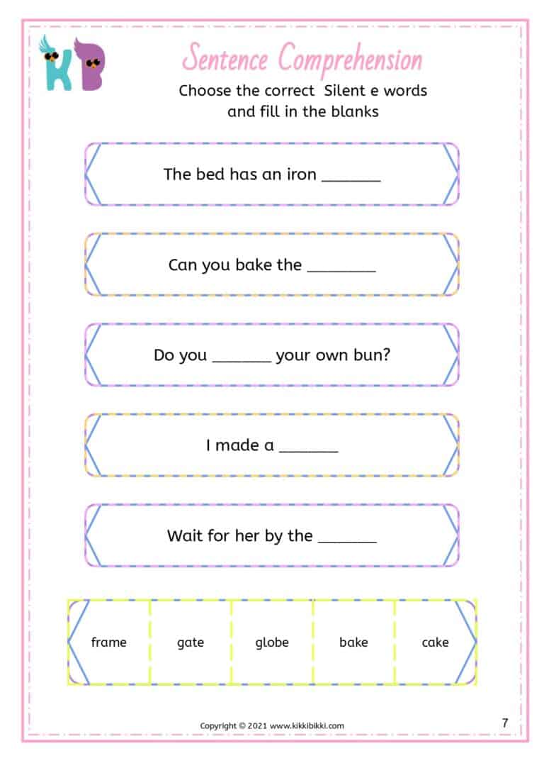 Phonics silent e reading for kids