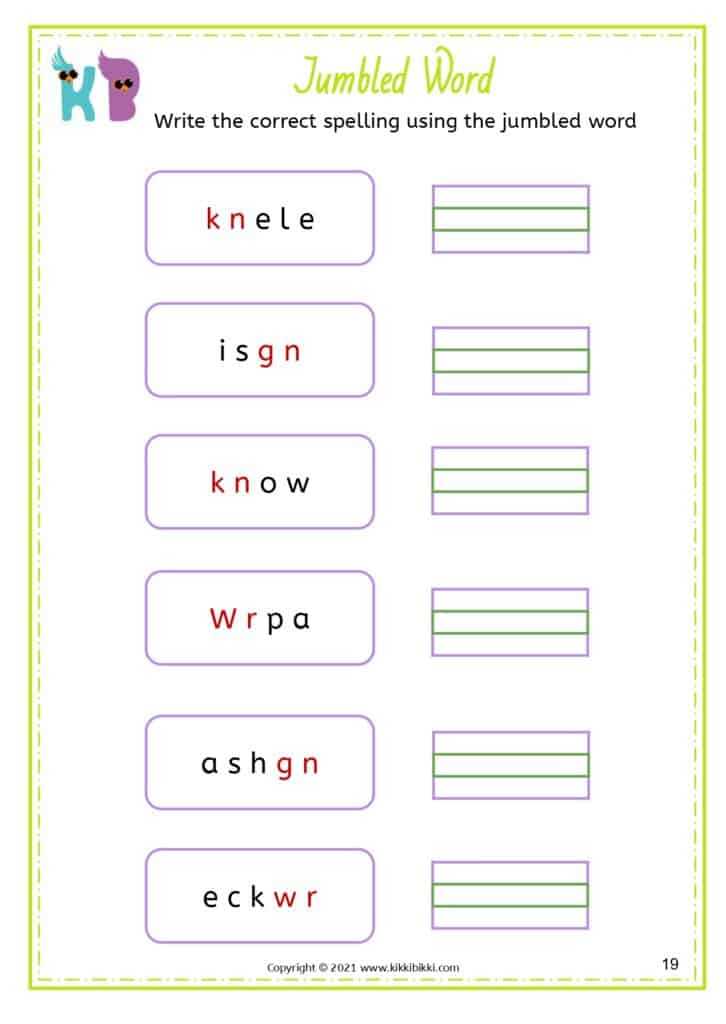 Phonics Words: Alternative Spelling wr, kn, gn