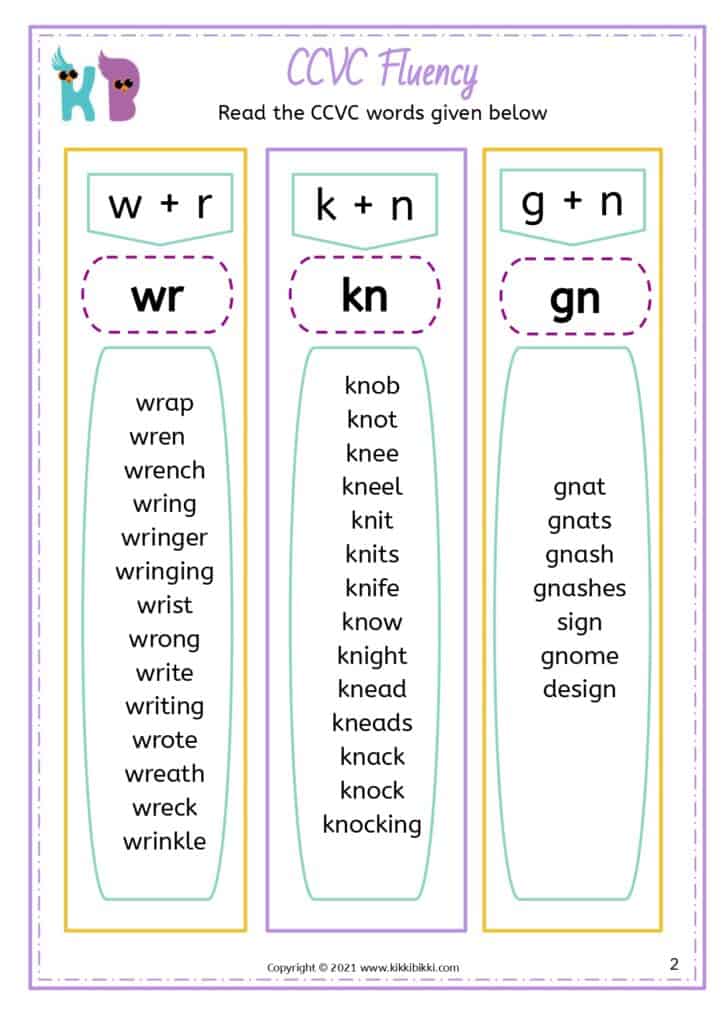 Reading Activities: Alternative Spelling wr, kn, gn