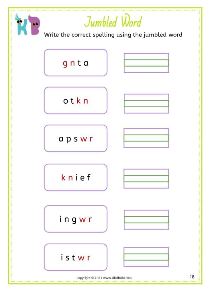 Reading and Spelling: Alternative Spelling wr, kn, gn