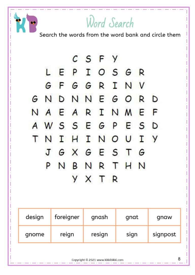 Learning Phonics: wr kn gn Words