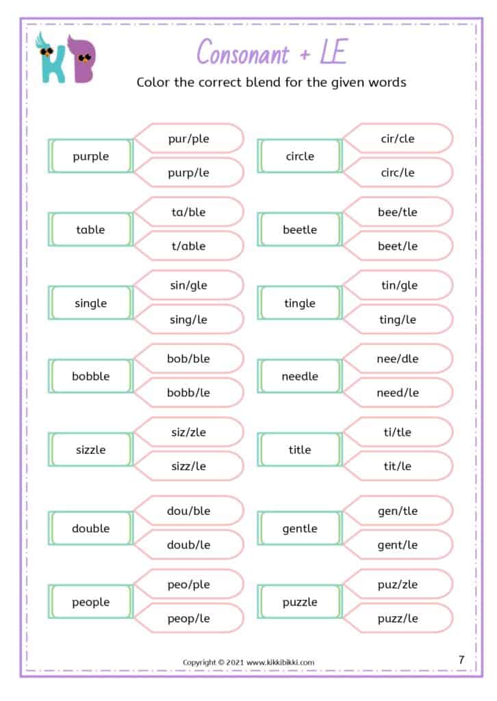 Ending Blend Words Worksheet