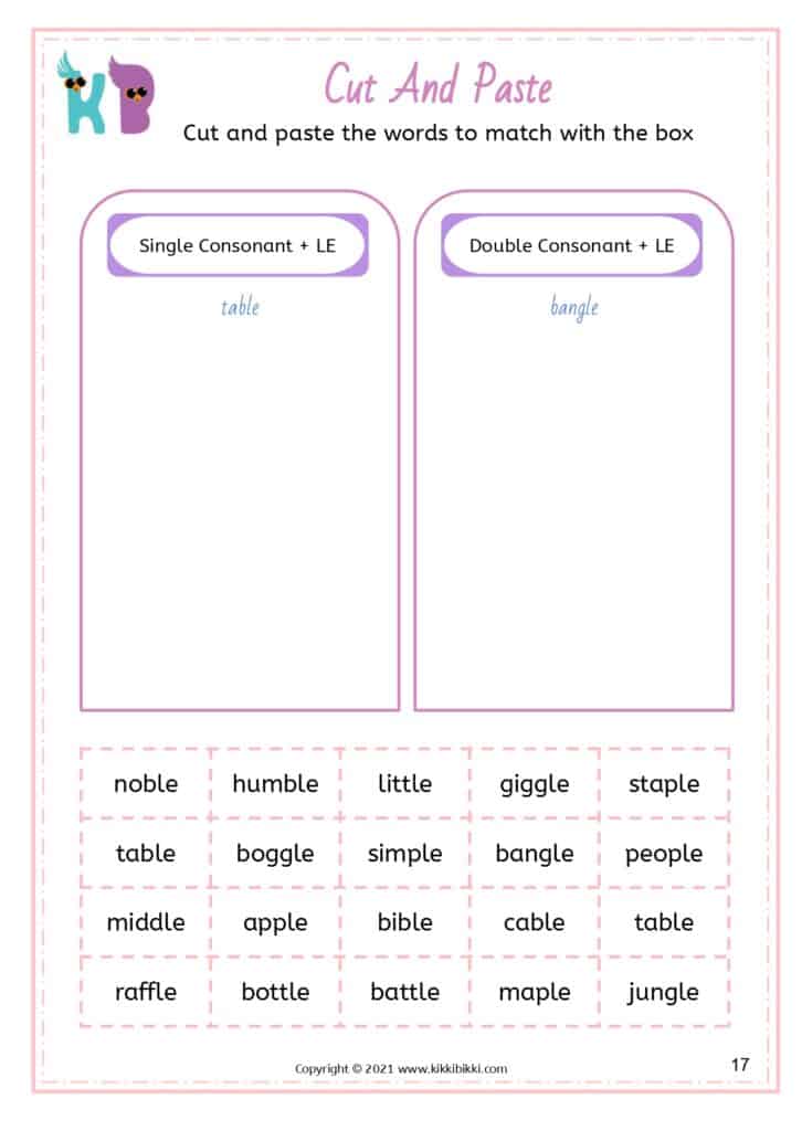 Final Blend Words Worksheet