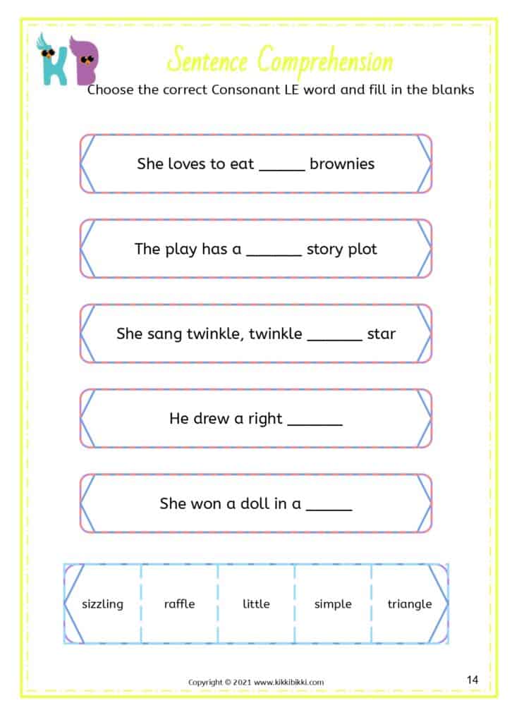 Consonant le Practice Worksheet