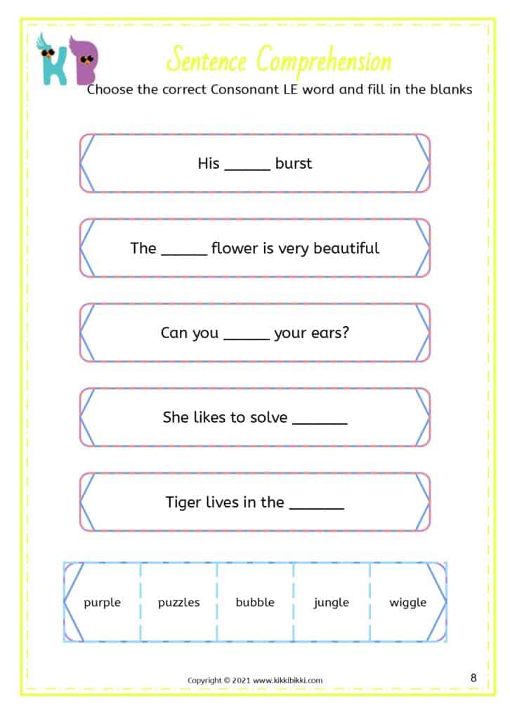 Consonant le Sound Worksheet