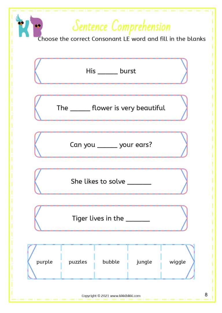 Consonant le Sound Worksheet