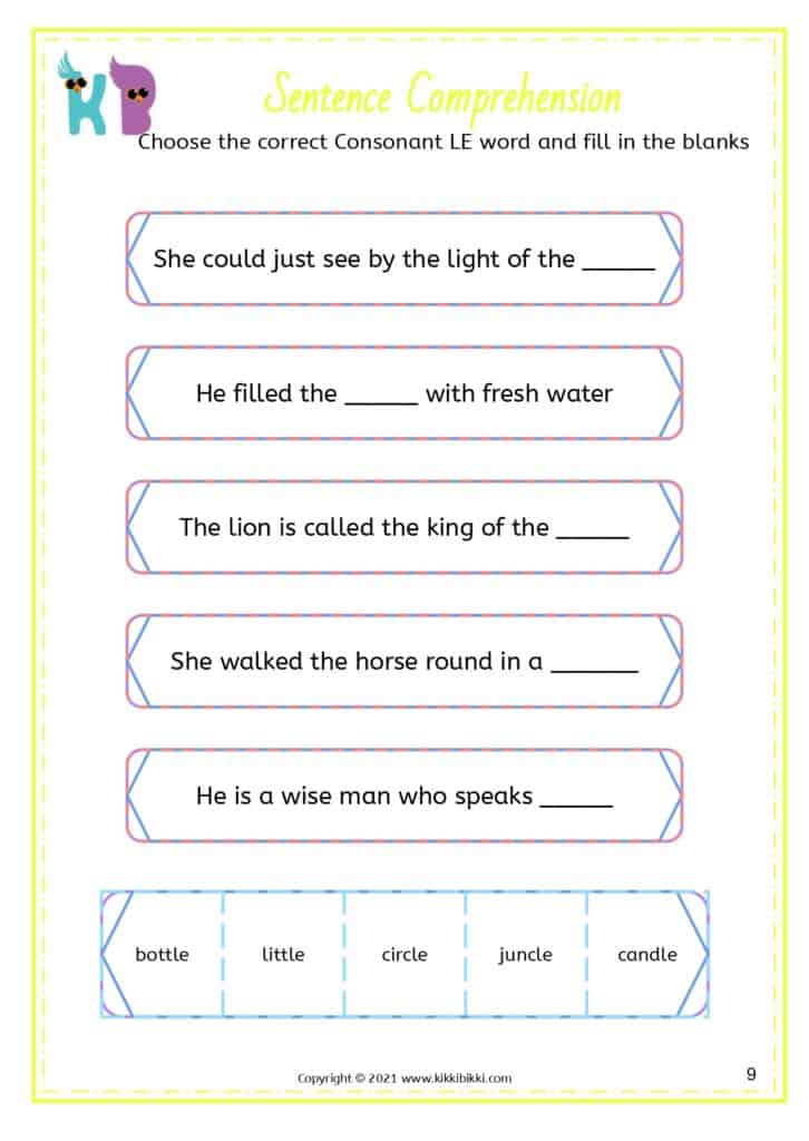 Final Blend Words Worksheet