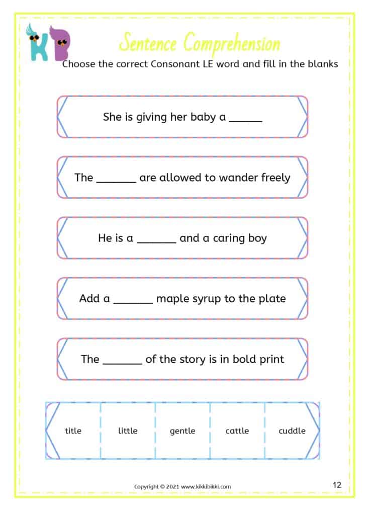 Ending Blend Words Worksheet