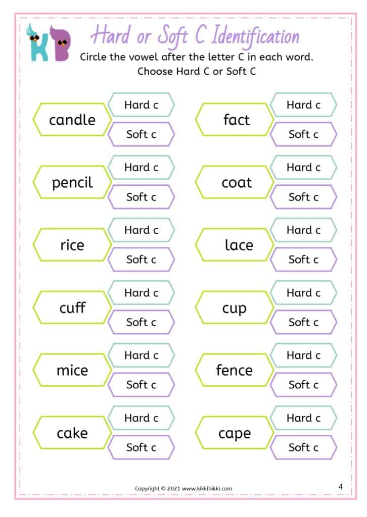 Soft C Words Spelling Learning
