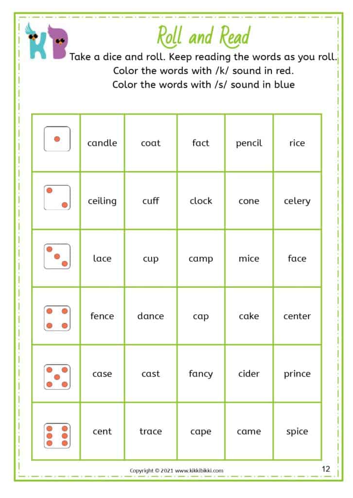 Soft C Words Spelling Activity