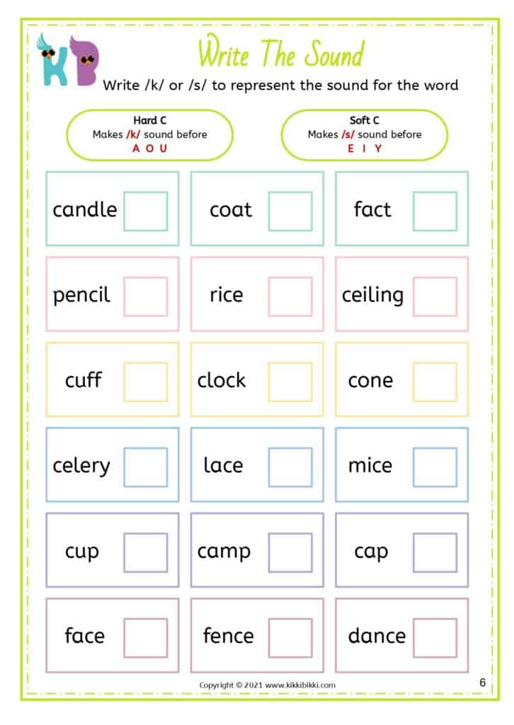 Soft C Words Spelling Fun Activity