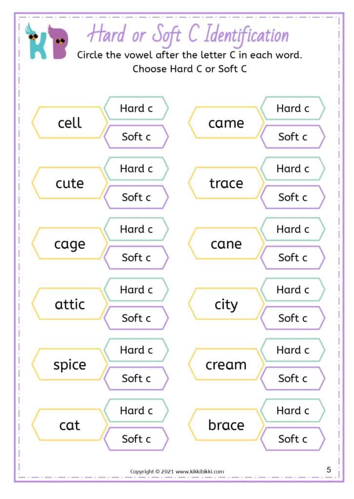 Soft C Words Activity