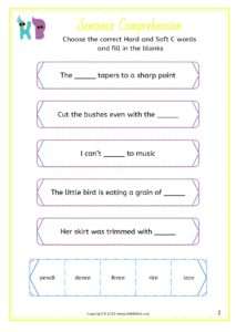 Hard and Soft C Worksheets - Free Phonics Printable - KikkiBikki