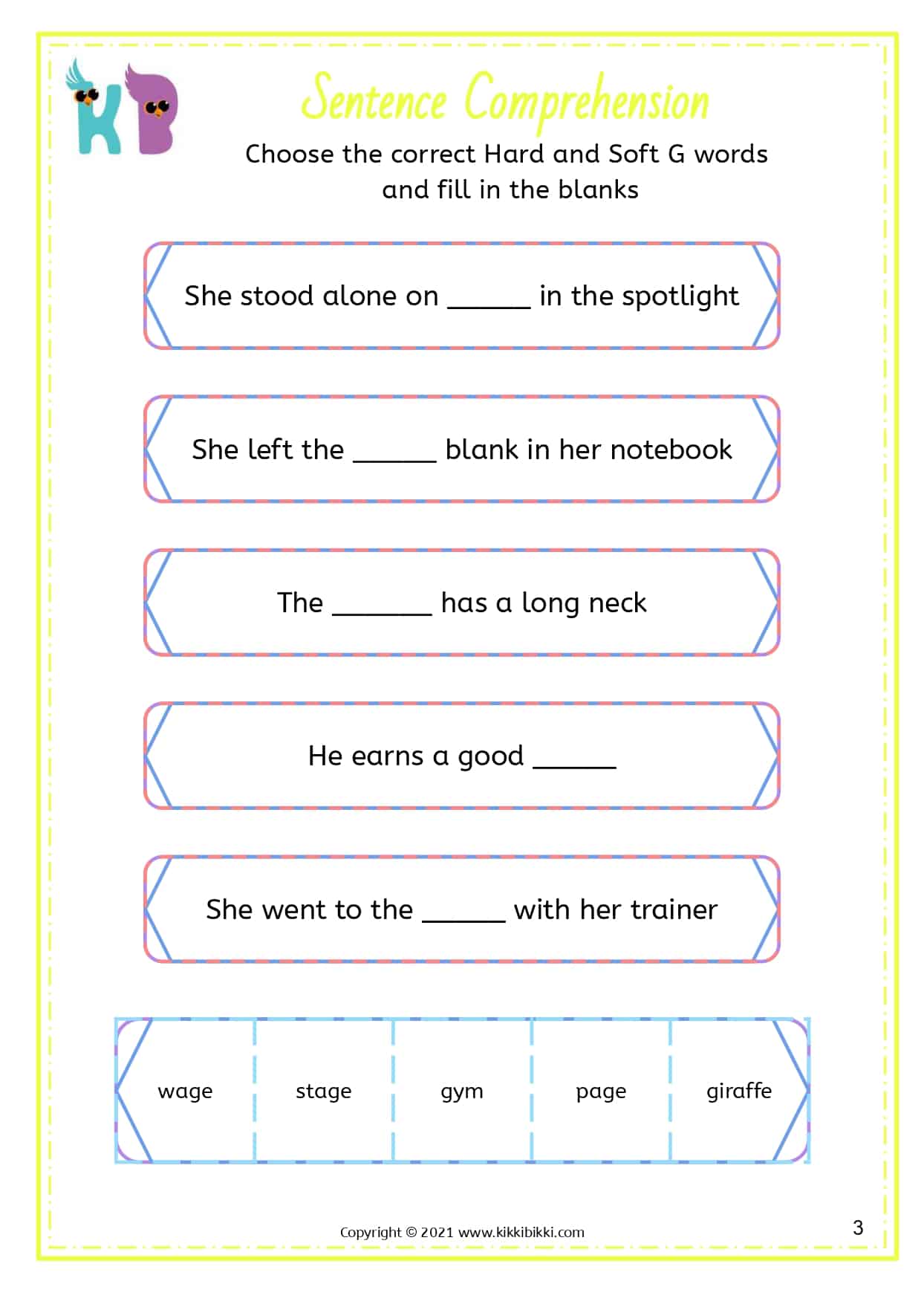 Learn to Spell Hard and Soft G - Free Phonics Printable Worksheet