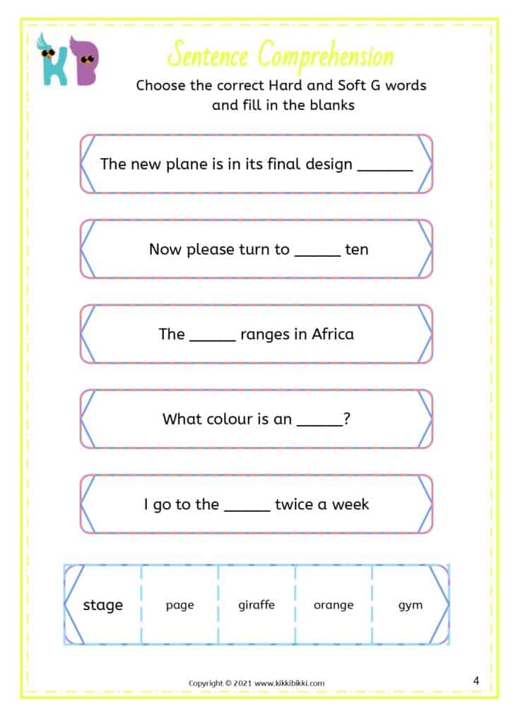 Kindergarten Comprehension Worksheets